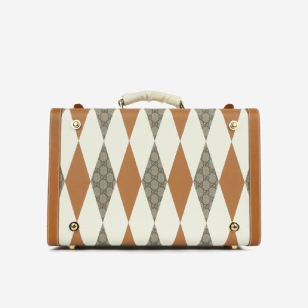 BRAND NEW GUCCI LUGGAGE! Rhombus Beige and ebony GG Supreme canvas Savoy Medium - Picture 13 of 15